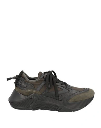 Shop Giorgio Armani Man Sneakers Military Green Size 12 Polyester, Calfskin