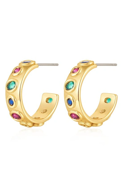 Shop Luv Aj The Royale Cubic Zirconia Hoop Earrings In Gold