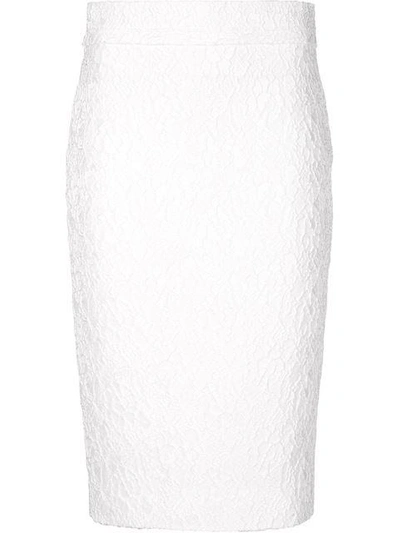 Shop Givenchy Cloqué Pencil Skirt - White