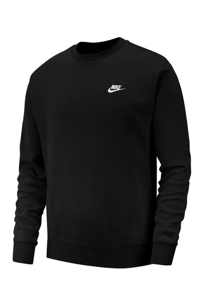 Shop Nike Club Crewneck Sweatshirt In Black/white