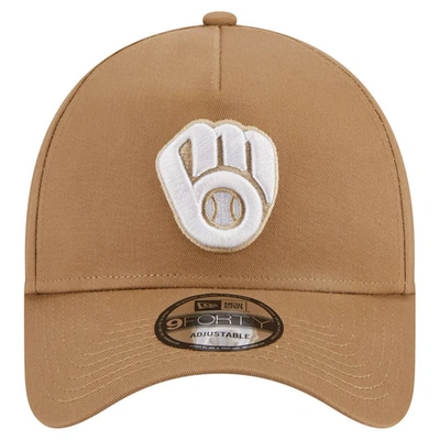 Shop New Era Khaki Milwaukee Brewers A-frame 9forty Adjustable Hat