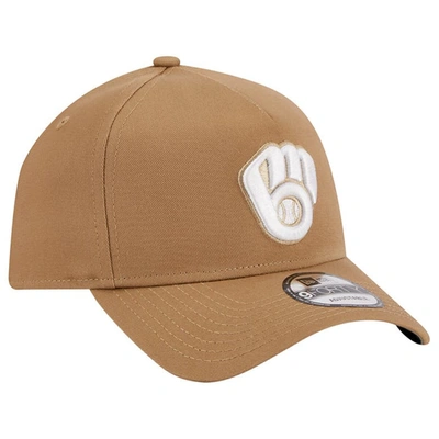 Shop New Era Khaki Milwaukee Brewers A-frame 9forty Adjustable Hat