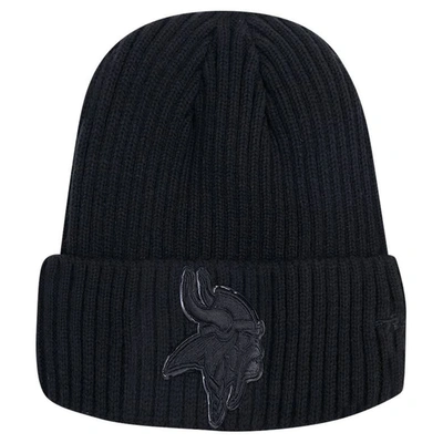 Shop Pro Standard Minnesota Vikings Triple Black Cuffed Knit Hat