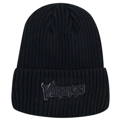 Shop Pro Standard Minnesota Vikings Triple Black Cuffed Knit Hat