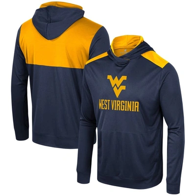 Shop Colosseum Navy West Virginia Mountaineers Warm Up Long Sleeve Hoodie T-shirt