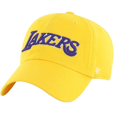 Shop 47 ' Gold Los Angeles Lakers Core Wordmark Clean Up Adjustable Hat