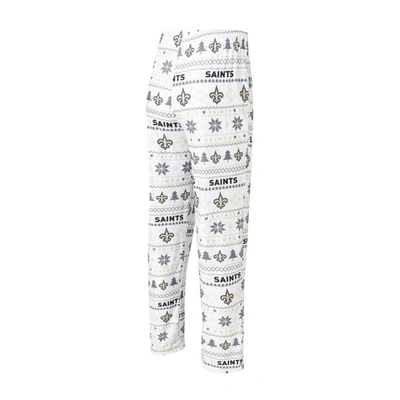 Shop Concepts Sport White/black New Orleans Saints Tinsel Raglan Long Sleeve T-shirt & Pants Sleep Set