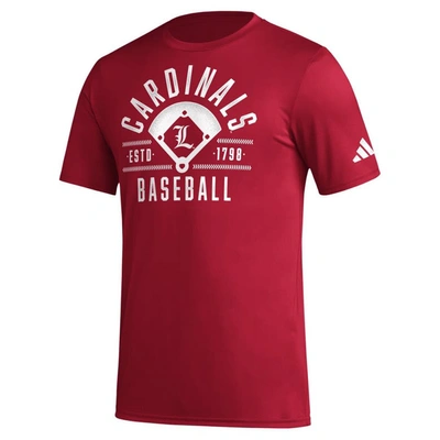 Shop Adidas Originals Adidas  Red Louisville Cardinals Exit Velocity Baseball Pregame Aeroready T-shirt