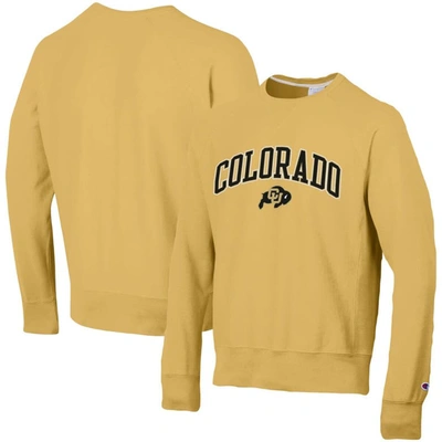 Shop Champion Gold Colorado Buffaloes Skinny Arch Over Vintage Wash Pullover Sweatshirt