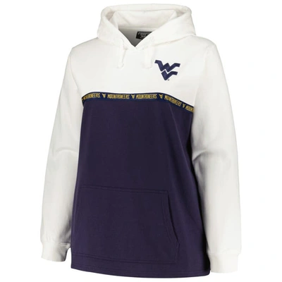 Shop Profile White/navy West Virginia Mountaineers Plus Size Taping Pullover Hoodie