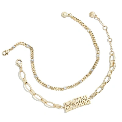 Shop Wear By Erin Andrews X Baublebar Gold Miami Dolphins Linear Bracelet Set