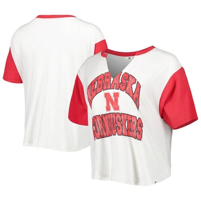Shop 47 ' White/scarlet Nebraska Huskers Inner Glow Dolly Cropped V-neck T-shirt