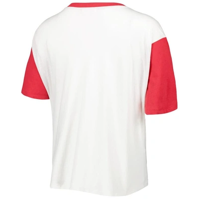 Shop 47 ' White/scarlet Nebraska Huskers Inner Glow Dolly Cropped V-neck T-shirt