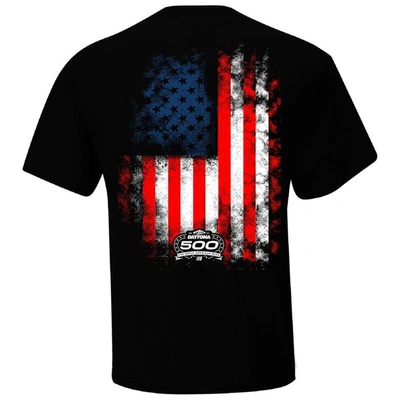 Shop Checkered Flag Sports Black 2024 Daytona 500 American Flag T-shirt