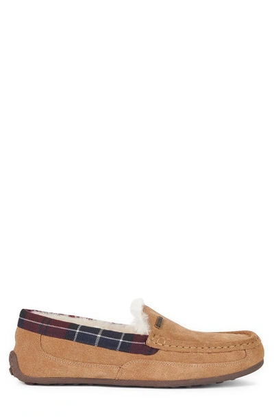 Barbour Martin Faux Shearling Slipper In Camel