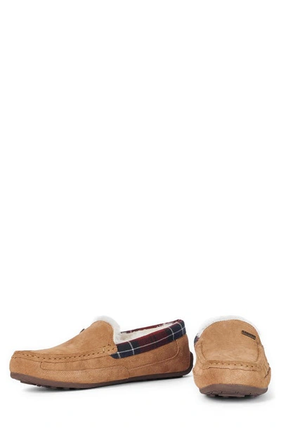 Barbour Martin Faux Shearling Slipper In Camel