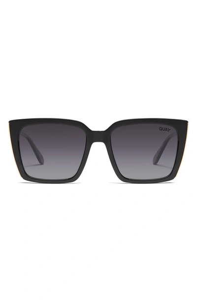 Shop Quay Front Cover 47mm Gradient Polarized Square Sunglasses In Black/ Smoke Polarized