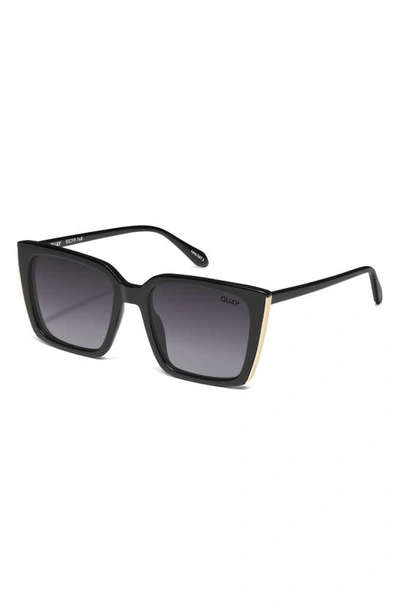 Shop Quay Front Cover 47mm Gradient Polarized Square Sunglasses In Black/ Smoke Polarized