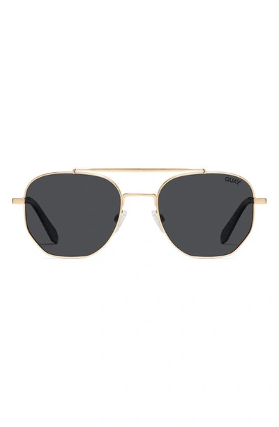 Shop Quay Locals Only 55mm Polarized Aviator Sunglasses In Brushed Gold/ Smoke Polarized