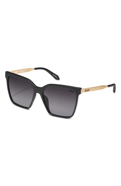 Shop Quay Level Up Remixed 61mm Gradient Polarized Square Sunglasses In Matte Black/ Smoke Polarized
