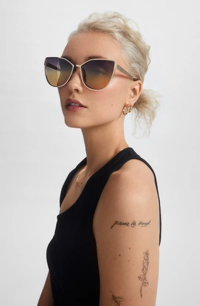 Shop Quay In Pursuit 64mm Gradient Cat Eye Sunglasses In Gold / Black Gold