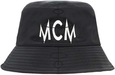 Shop Mcm Logo Embroidered Bucket Hat In Black