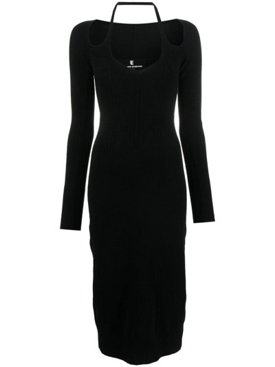 Shop Ermanno Scervino Black Cut-out Layered Midi Dress In Nero