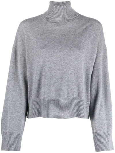 Shop P.a.r.o.s.h Black Roll-neck Cashmere Sweatshirt In Grey