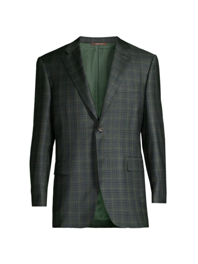 Shop Canali Men's Siena Plaid Wool Two-button Sport Coat In Green