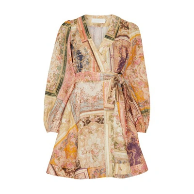 Shop Zimmermann August Wrap Mini Dress In Patch_floral
