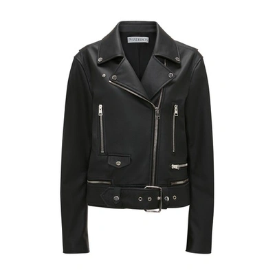 Shop Jw Anderson Biker Leather Jacket In Black