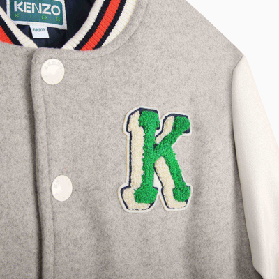 Shop Kenzo Grey Bomber Jacket With Patches