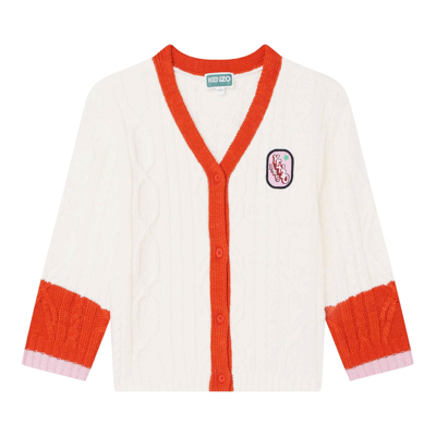 Shop Kenzo Ivory Cable Knit Cardigan