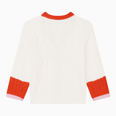 Shop Kenzo Ivory Cable Knit Cardigan