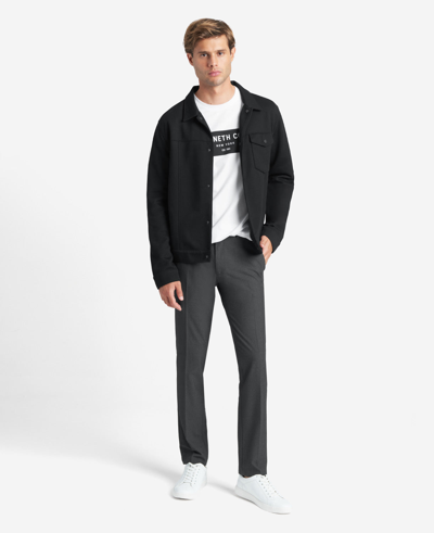 Reaction Kenneth Cole Stretch Solid Skinny-fit Flex Waistband Dress Pant In Charcoal Htr