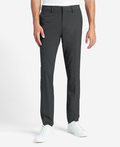 Shop Reaction Kenneth Cole Stretch Solid Skinny-fit Flex Waistband Dress Pant In Charcoal Htr