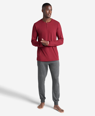 Shop Kenneth Cole Loungewear Set In Modern Red Top,heather Charcoal Bottom