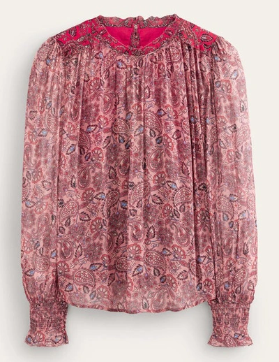 Shop Boden Ruffle Detail Swing Top Chalky Pink, Paisley Women