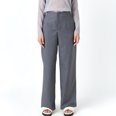 Shop Grey Lab High Waist Relaxed Pants In Grey