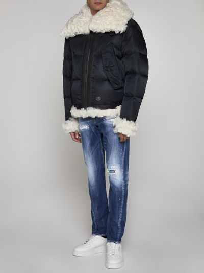 Shop Dsquared2 Shearling And Quilted Nylon Down Jacket