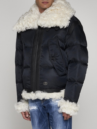 Shop Dsquared2 Shearling And Quilted Nylon Down Jacket