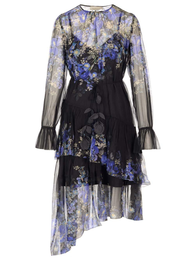 Shop Zimmermann Lyrical Tiered Dress In Blirb Blue Iris Black