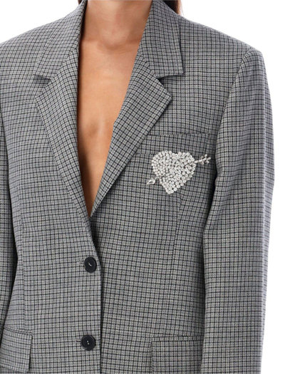Msgm Embellished Single Breasted Checked Blazer