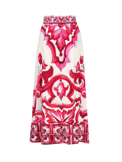 Shop Dolce & Gabbana High Waist Majolica Printed Maxi Skirt