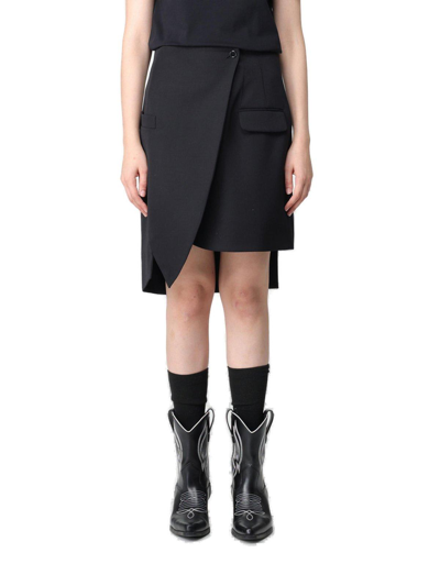 Shop Moschino Asymmetric Wrap Designed Mini Skirt  In Black