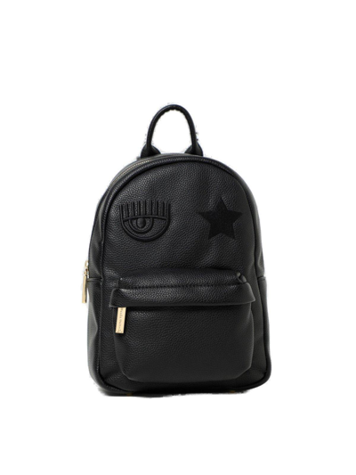 Shop Chiara Ferragni Eye Star Embroidered Zipped Backpack