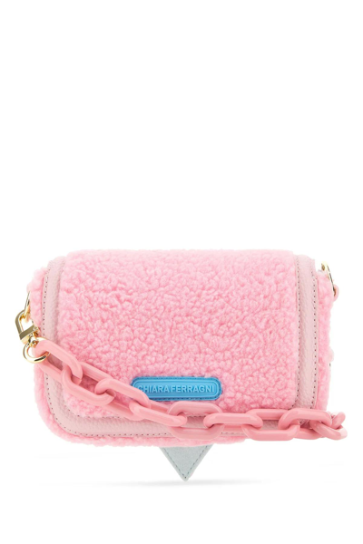 Shop Chiara Ferragni Pink Teddy Small Eyelike Crossbody Bag