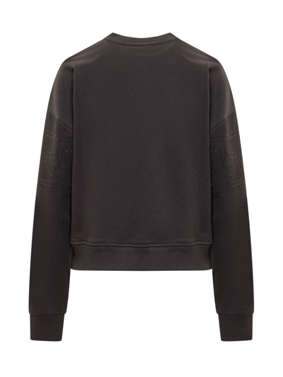 Shop Chiara Ferragni Eyelike Detailed Crewneck Sweatshirt  In Black