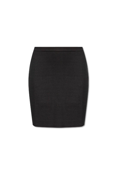 Shop Giorgio Armani Textured Skirt  In Black