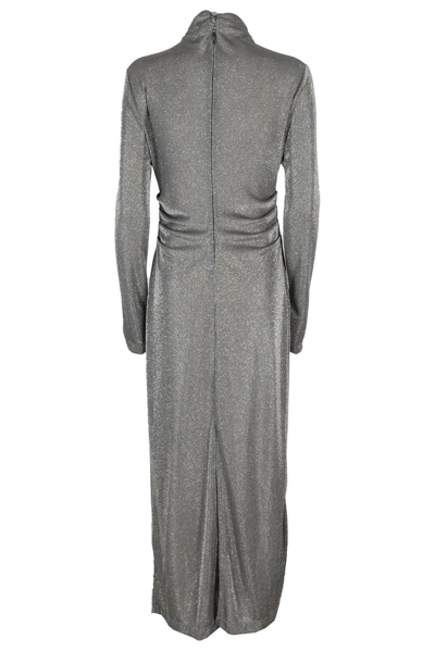 Shop Msgm Lurex Detailed High Neck Maxi Dress